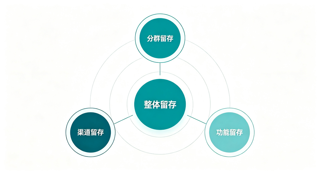 留存分析三维度拆分框架示意图
