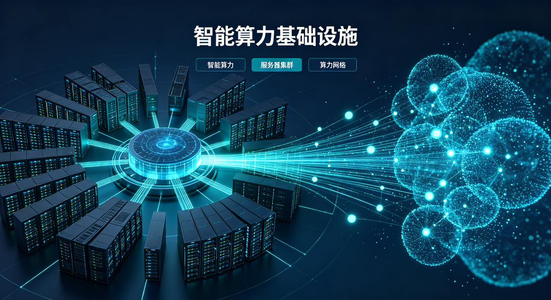 智算中心服务器集群与算力网络示意图